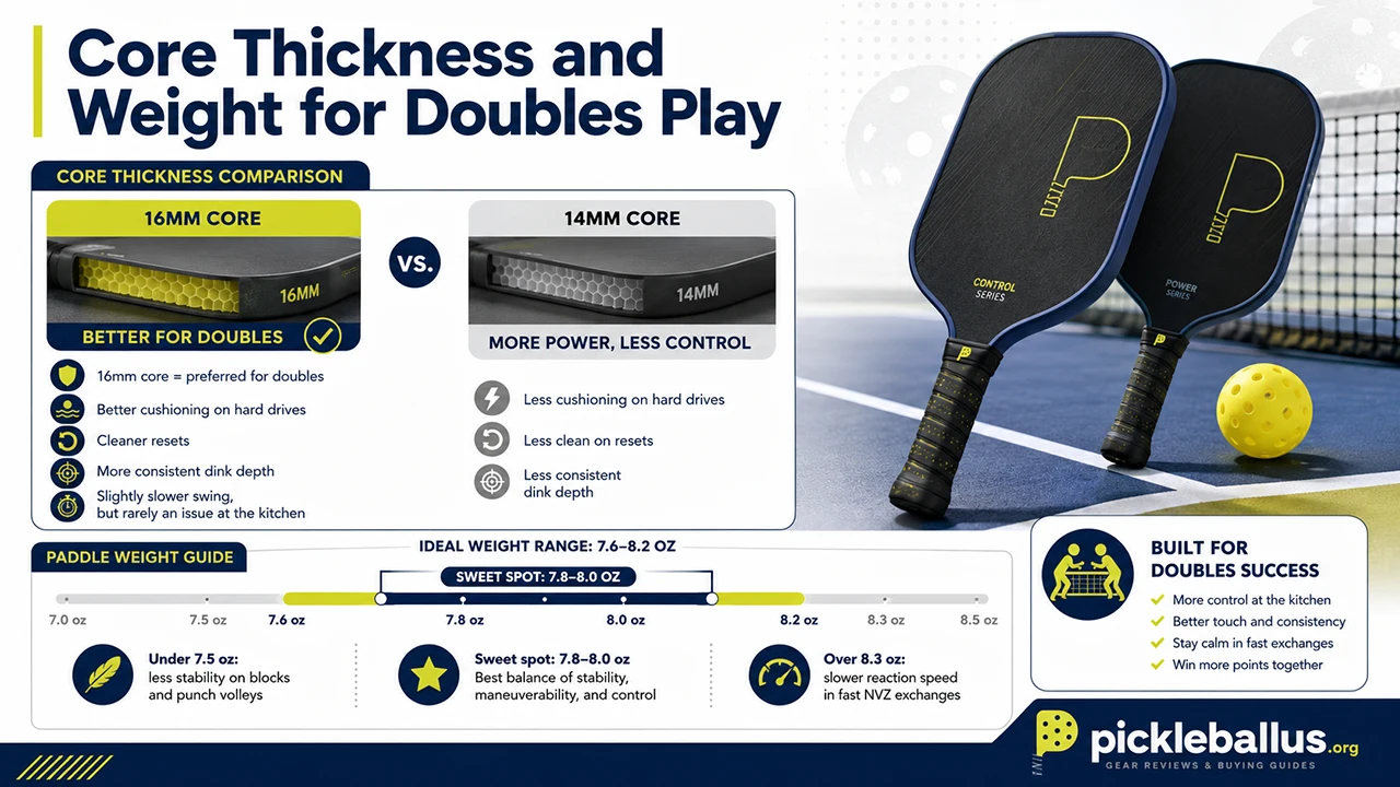 Core Thickness and Weight for Doubles Play