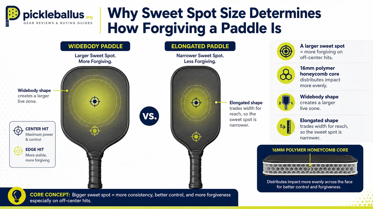 Why sweet spot size determines how forgiving a paddle is