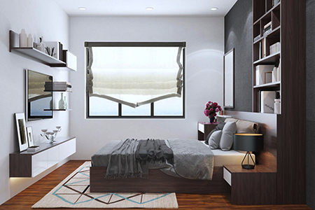 Decor phòng ngủ với thảm trài sàn êm ái, thoải mái