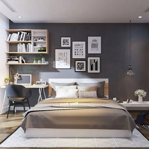Mẫu thiết kế phòng ngủ đơn giản 6m2 có sự phối hợp màu sắc hài hòa, đơn giản