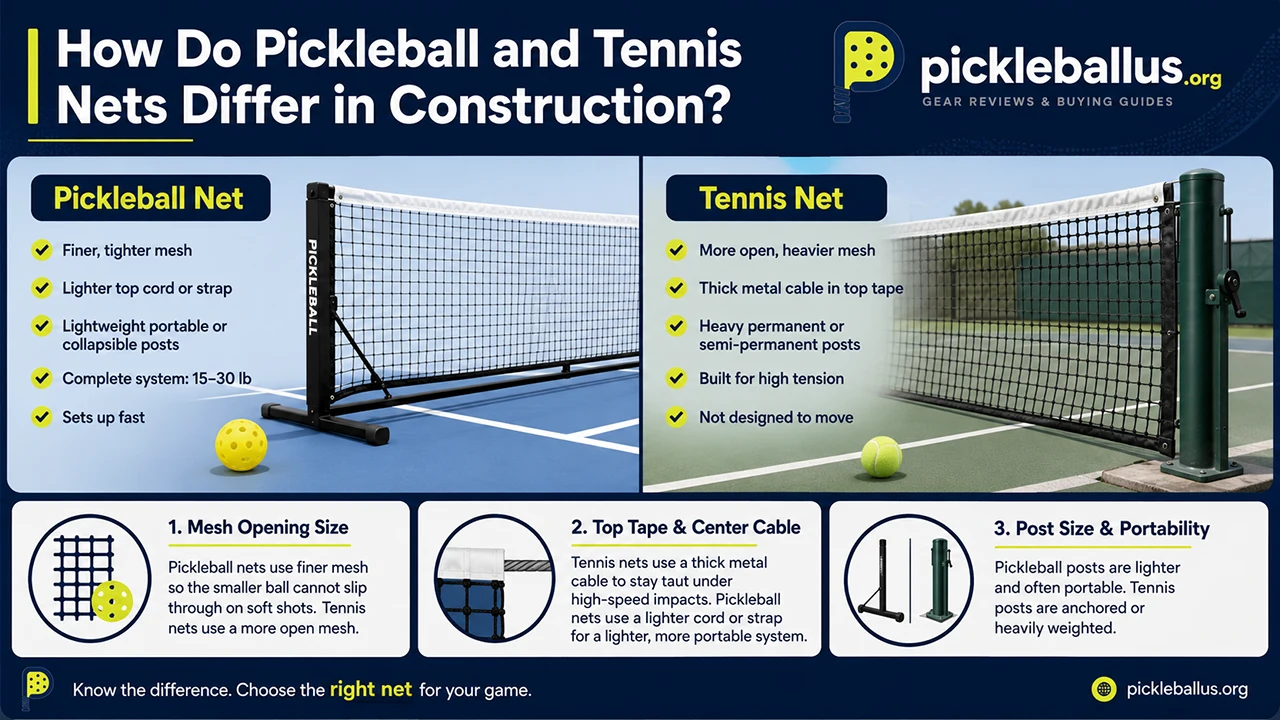How Do Pickleball and Tennis Nets Differ in Construction?