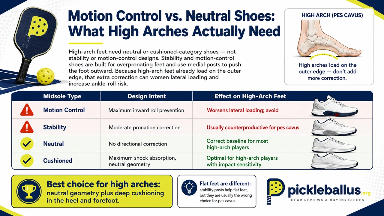 Motion Control vs. Neutral Shoes: What High Arches Actually Need