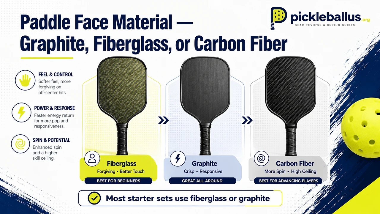 Paddle Face Material — Graphite, Fiberglass, or Carbon Fiber