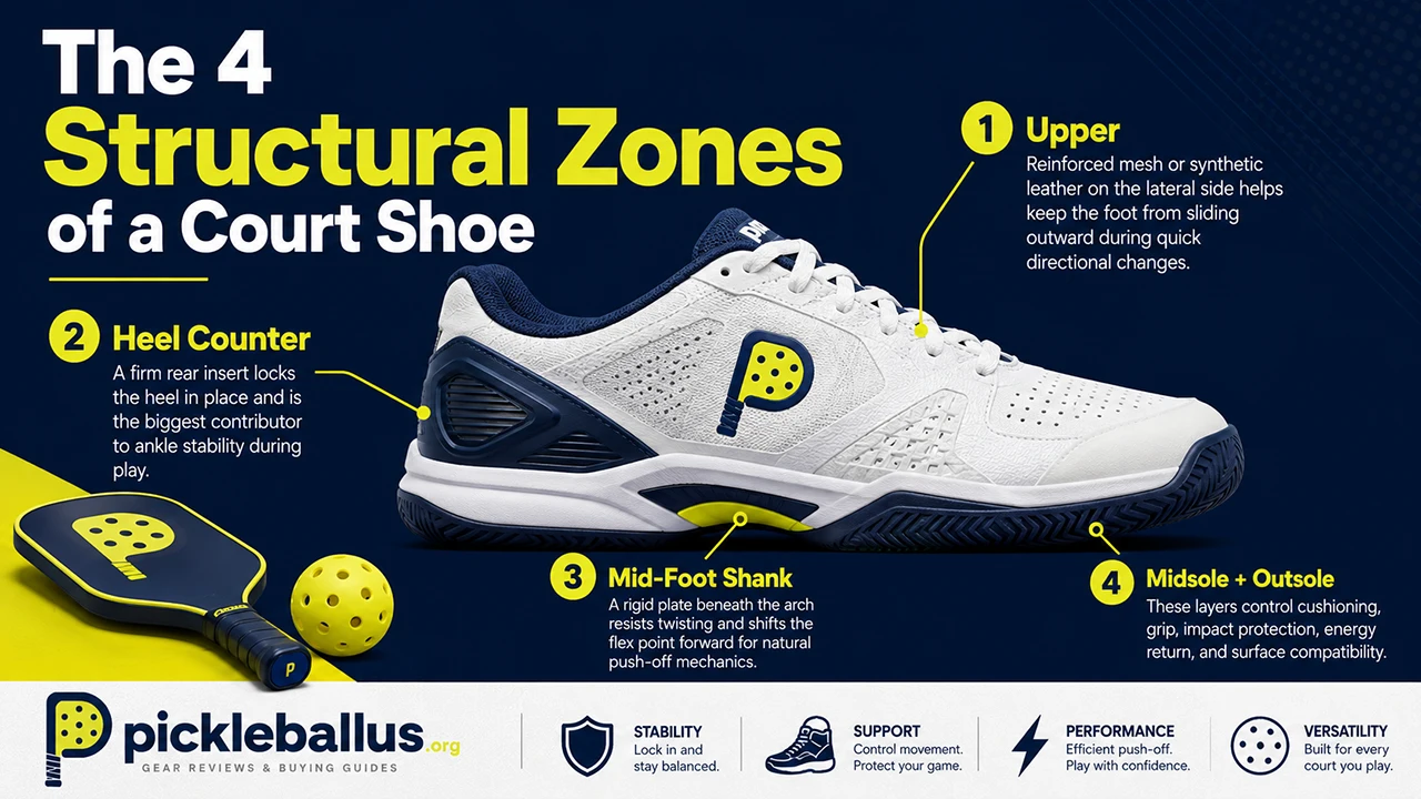 The 4 Structural Zones of a Court Shoe