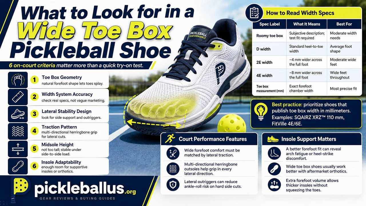 What to Look for in a Wide Toe Box Pickleball Shoe
