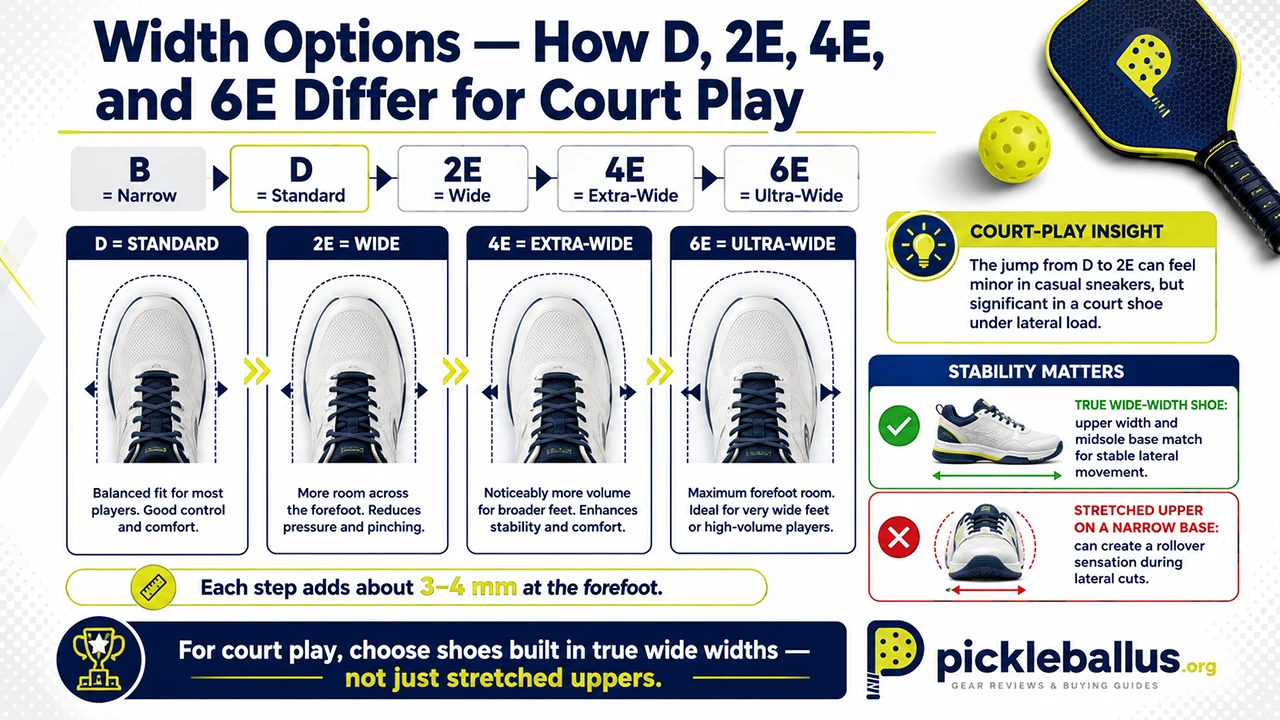 Width Options — How D, 2E, 4E, and 6E Differ for Court Play